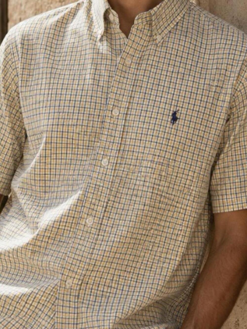 Ralph Lauren Blake Yellow Check Button-Up Shirt Medium Classic Cotton